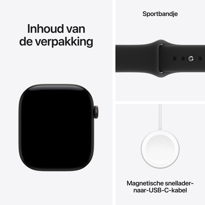 Apple Watch Series 12 Cellular 46 mm Schwarz Sportarmband S/M produkt in gebrauch