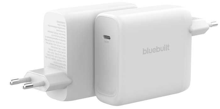 BlueBuilt 140-Watt-GaN-Ladegerät mit USB-C-Port Weiß Verbundprodukt
