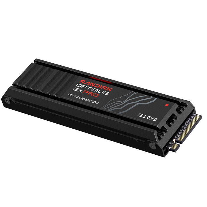 SANDISK Optimus GX PRO 8100 2TB PCIe 5.0 NVMe-SSD mit Kühlkörper vorne