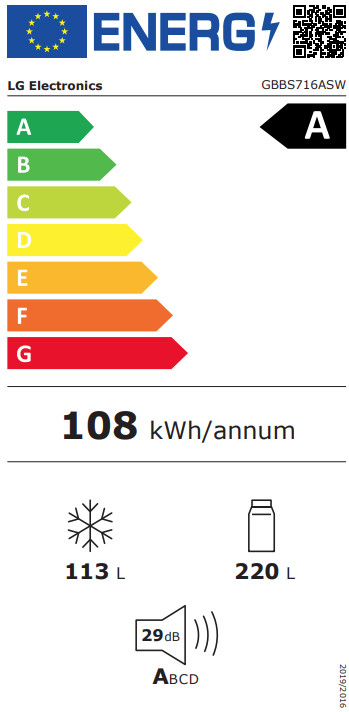 LG GBBS716ASW energielabel