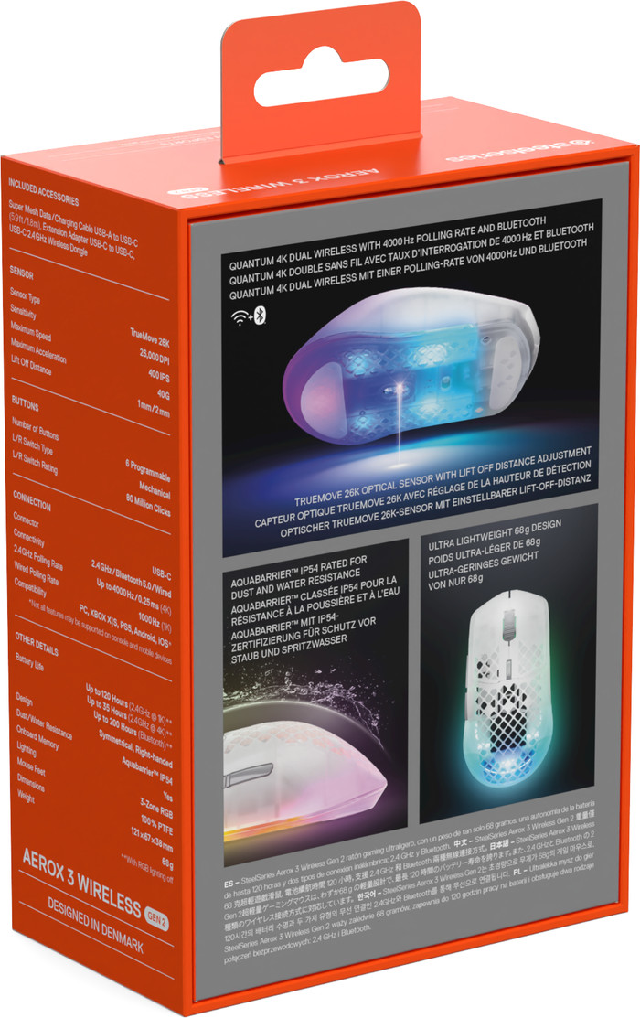 SteelSeries Aerox 3 Gen 2 Kabellose Gaming-Maus Ghost verpackung