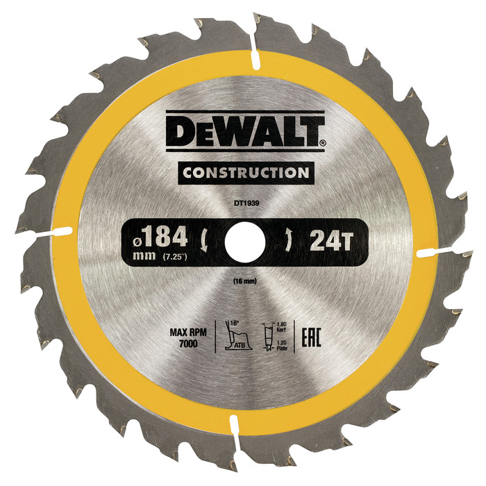 DeWalt Sägeblatt für Holz 184 x 16 x 1,8 mm 24T Main Image