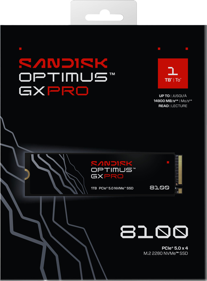 SANDISK Optimus GX PRO 8100 1TB PCIe 5.0 NVMe-SSD verpackung