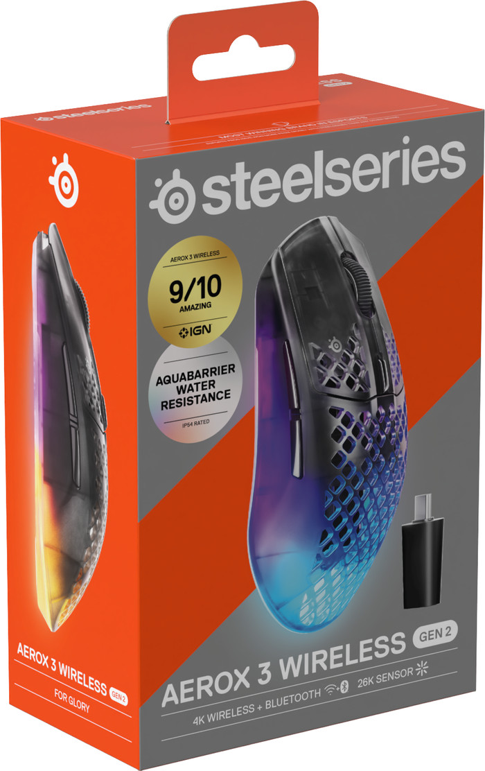 SteelSeries Aerox 3 Gen 2 Kabellose Gaming-Maus Shadow verpackung