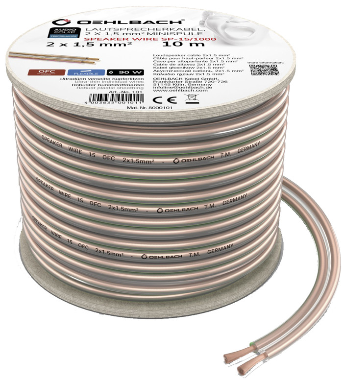 Oehlbach Loudspeaker cable (2 x 1.5 mm) 10 meters Main Image