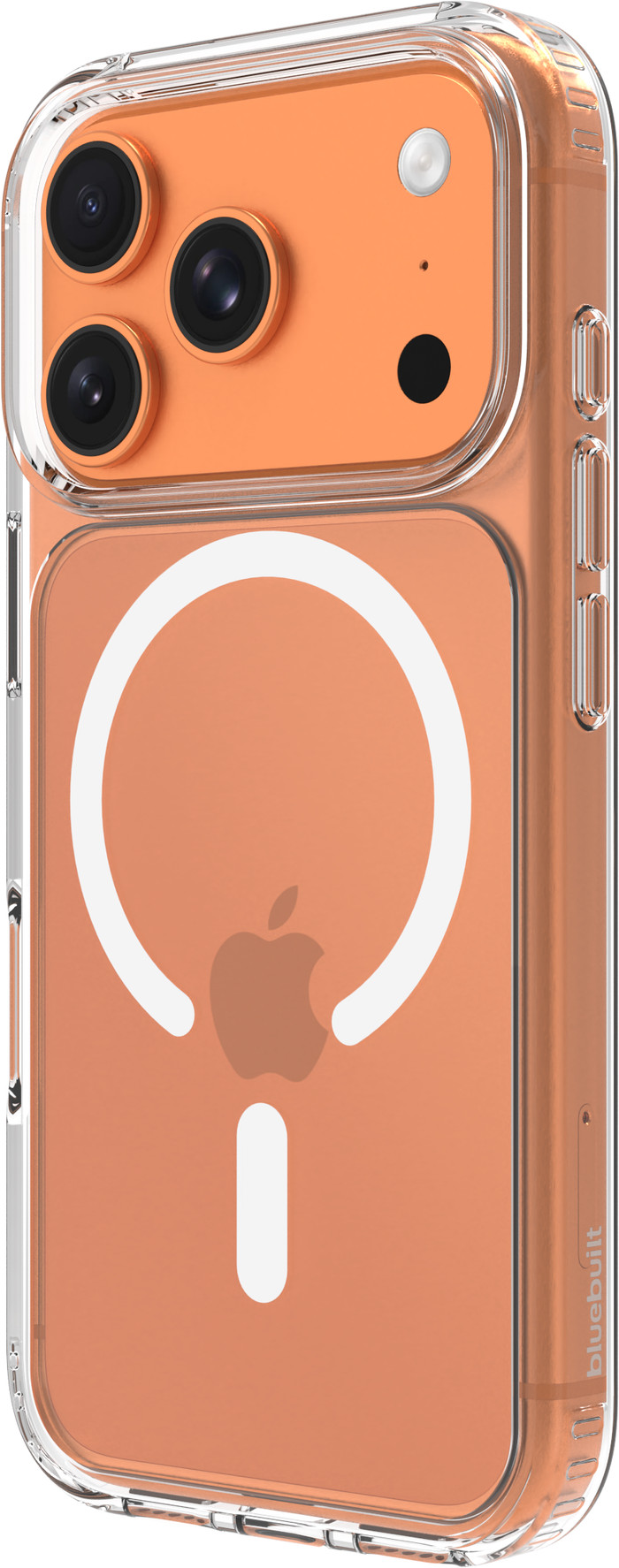 BlueBuilt Protective Backcover mit MagSafe iPhone 17 Pro Transparent + iPhone 17 Pro Panzerglas rechte seite