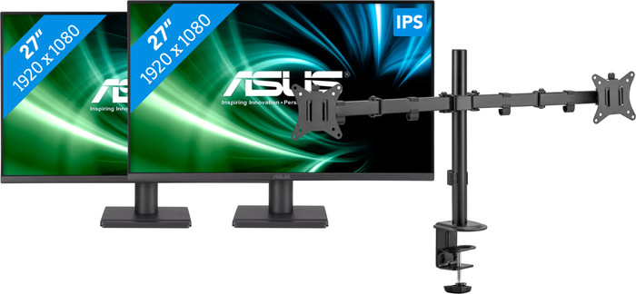 ASUS EyeCare VA279HG Duo Pack + BlueBuilt Monitorhalterung für 2 Monitore Main Image