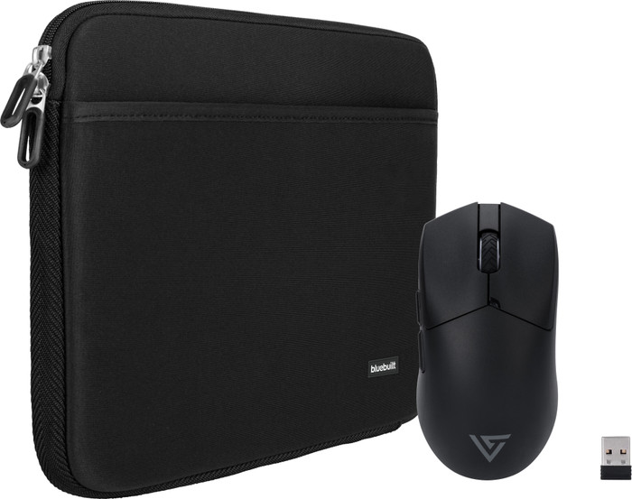 BlueBuilt Laptophülle Breite 36 cm 15-16 Zoll S Schwarz + Vortech Pro Gaming-Maus Main Image