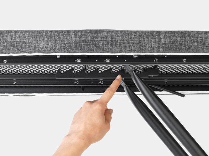 Brabantia Ironing Board C 124x45cm Denim Black Steam Unit Holder product in use