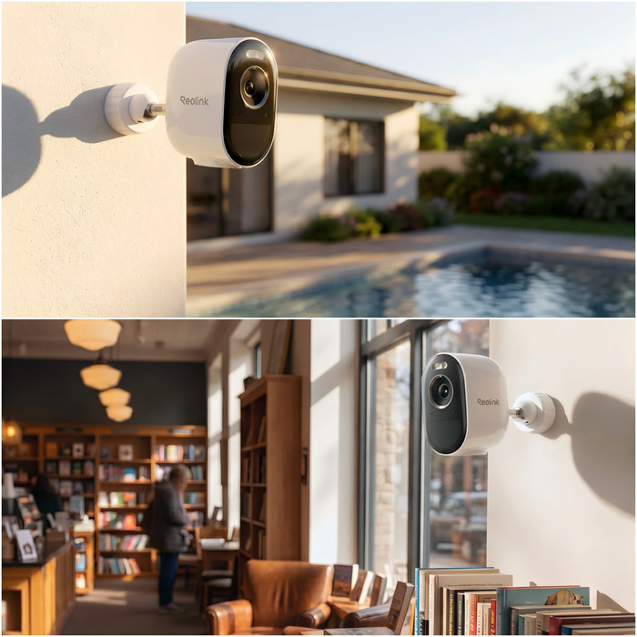 Reolink Argus B330 Doppelpack + Home Hub 1 Lite produkt in gebrauch