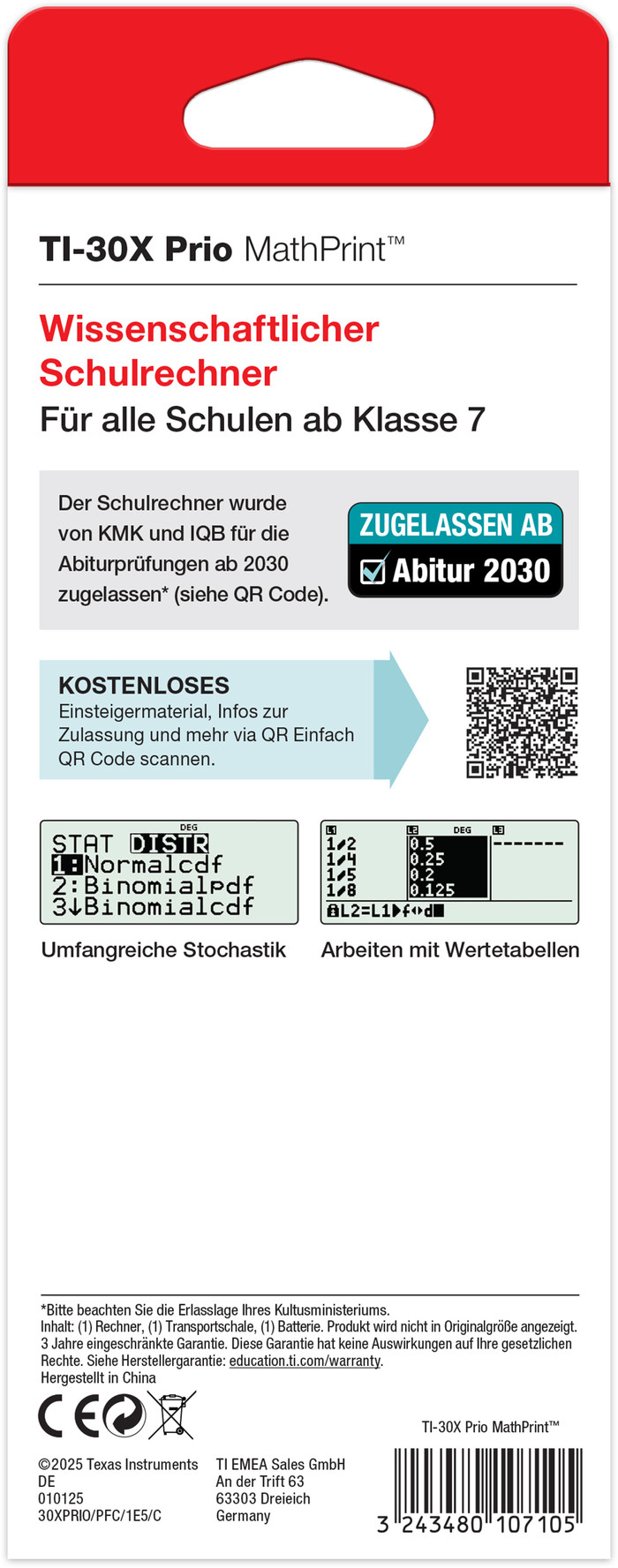Texas Instruments CTI-30X Pro Mathprint FC Calculator packaging