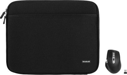 BlueBuilt Laptophülle Breite 32 cm 13 - 14 Zoll Schwarz + Maximus Maus Main Image