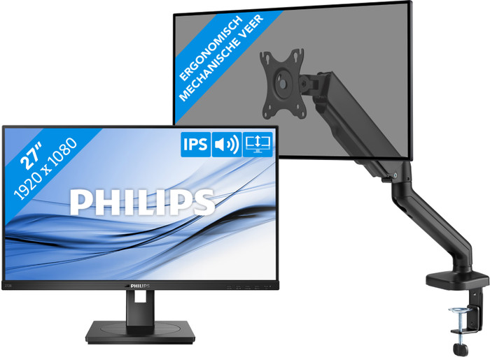 Philips 272B1G/00 + BlueBuilt Monitorhalterung Gasfeder für 1 Monitor Main Image