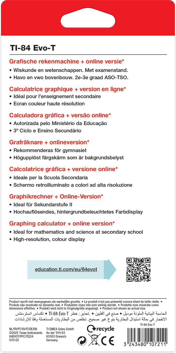 Texas Instruments TI-84 Evo-T Grafikfähiger Taschenrechner verpackung