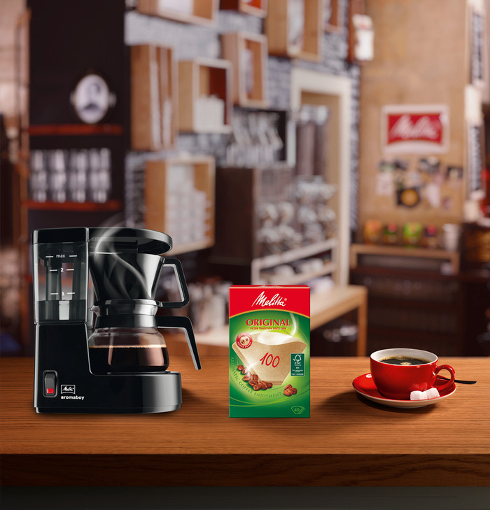 Melitta Aromaboy Schwarz produkt in gebrauch