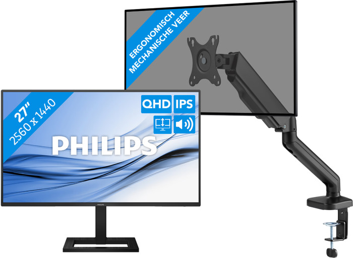 Philips 27E1N1600AE/00 + BlueBuilt Monitorhalterung Gasfeder für 1 Monitor Main Image