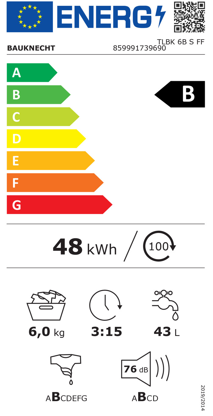 Bauknecht TLBK 6B S FF energielabel