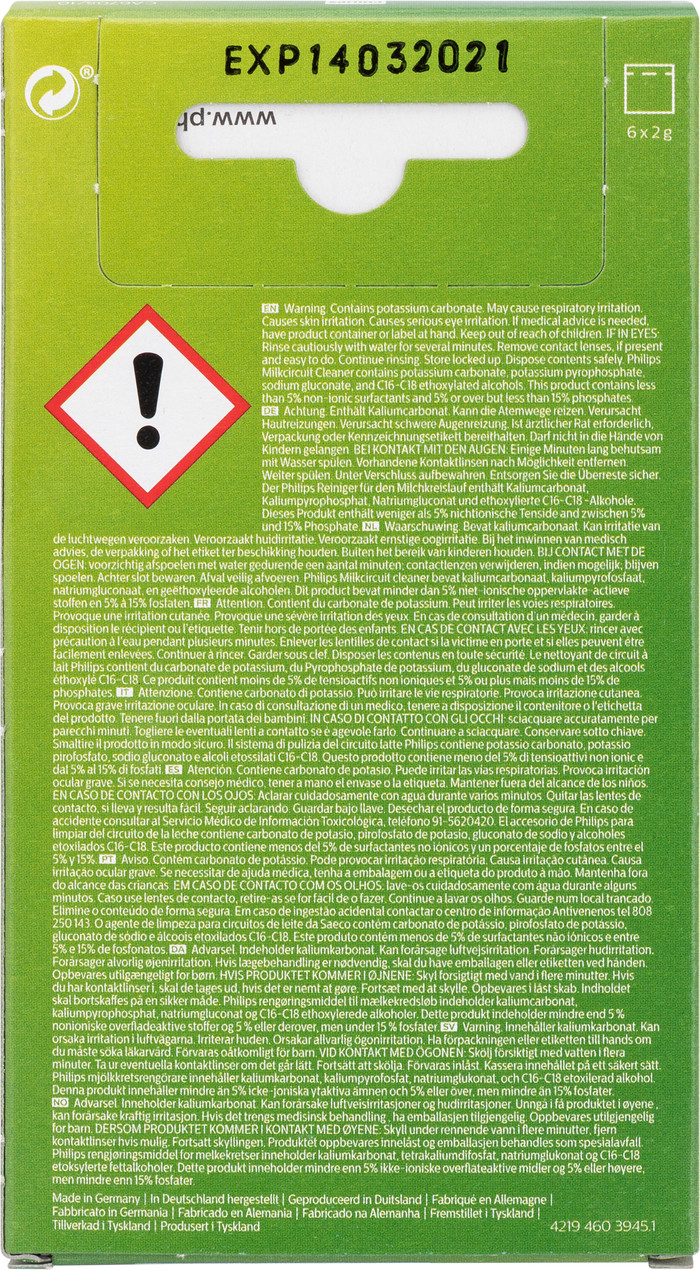 Philips / Saeco Milk Circuit Cleaner CA6705/10 packaging