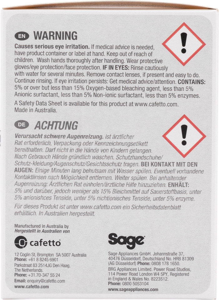 Sage Steam Wand Cleaner packaging