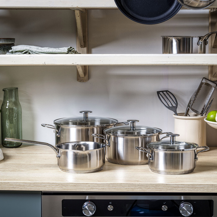 KitchenAid Stainless Steel Cookware Set 4-piece product in use