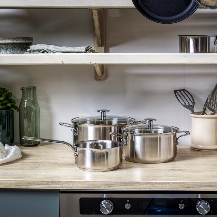 KitchenAid Stainless Steel Topfset 3-teilig produkt in gebrauch