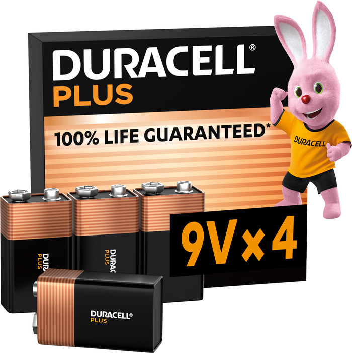 Duracell Plus 9V batteries 4 pieces Main Image