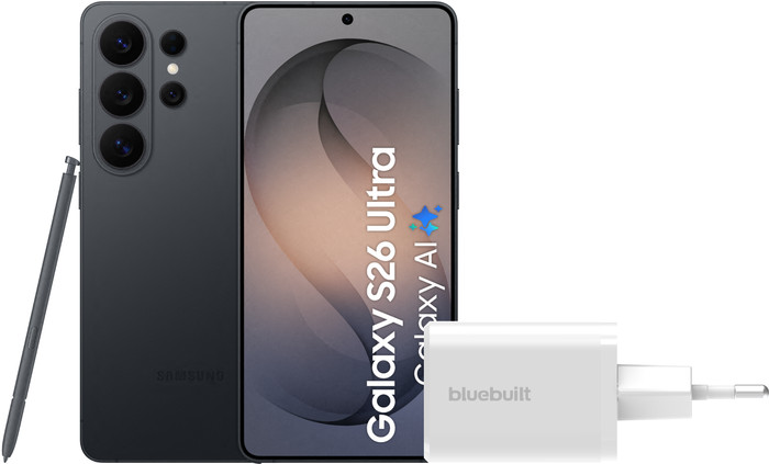 Samsung Galaxy S26 Ultra 1TB Schwarz 5G + BlueBuilt Ladegerät 65 Watt Weiß Main Image