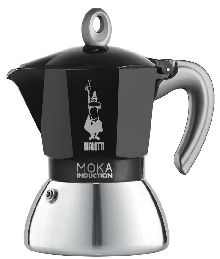Bialetti New Moka Induction Schwarz 4 Tassen vorne
