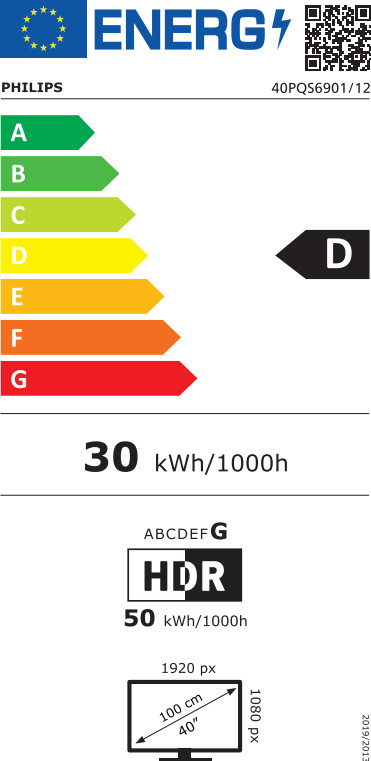 Philips Ambilight 40 Zoll PQS6901 (2026) energielabel
