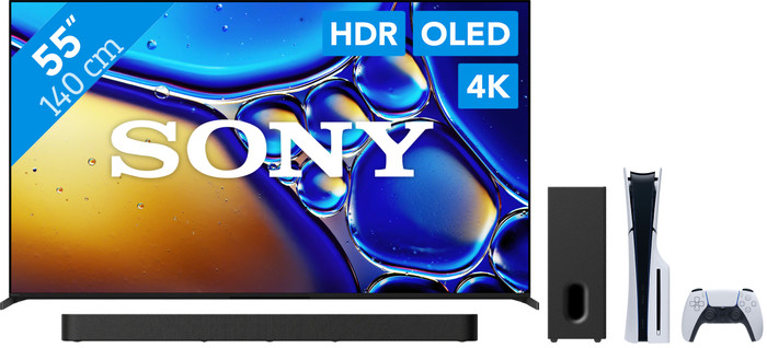 Sony Bravia 8 II 55 Zoll QD-OLED (2025) + Sony Bravia Theatre Bar 7 Schwarz + PlayStation 5 Slim Main Image