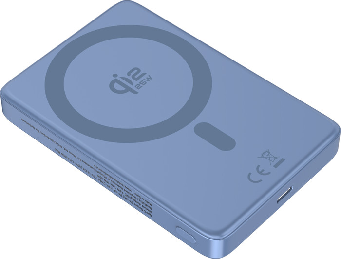 BlueBuilt Wireless Powerbank mit Qi2.2 und MagSafe 10.000 mAh mit Schnellladen 25 Watt Blau vorne