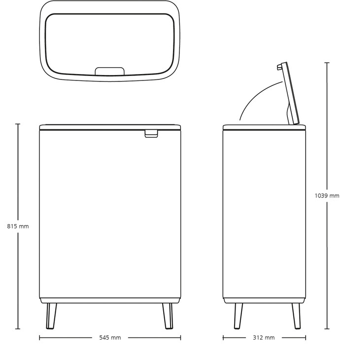 Brabantia Bo Touch Bin Hi Trash Can 60L with Plastic Inner Bucket - Matte Black visual supplier