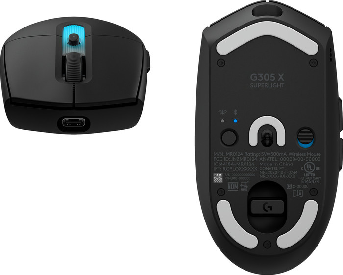 Logitech G305 X SUPERLIGHT Wireless Gaming Mouse Black bottom