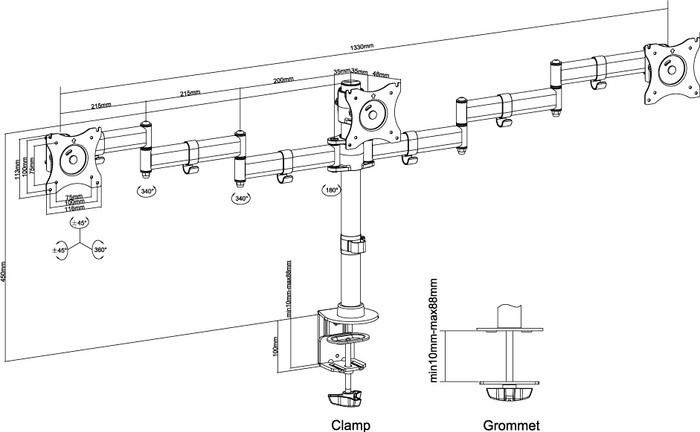 Neomounts NM-D135D3BLACK Monitor Arm Black visual supplier