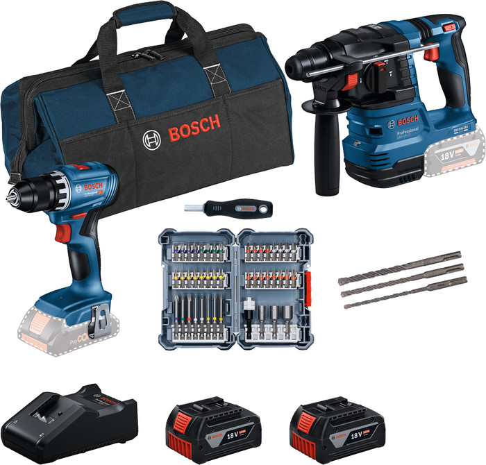 Bosch Professional GBH 18V-22 + GSR 18V-45 Kombiset + Zubehör Main Image