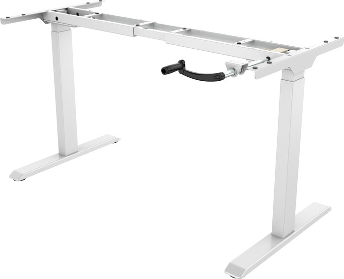 Euroseats Sitz-Steh-Schreibtisch mit Handkurbel 140 x 80 Weiß/Weiß rechte seite