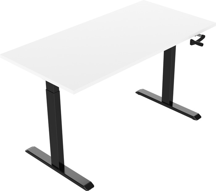 Euroseats Hand Crank Sit-Stand Desk 140x80 Black/White left side