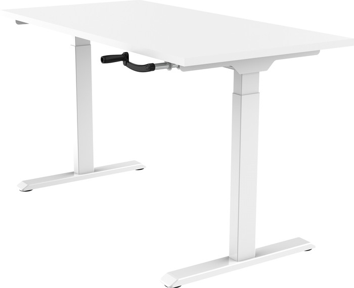 Euroseats Sitz-Steh-Schreibtisch mit Handkurbel 120 x 80 Weiß/Weiß