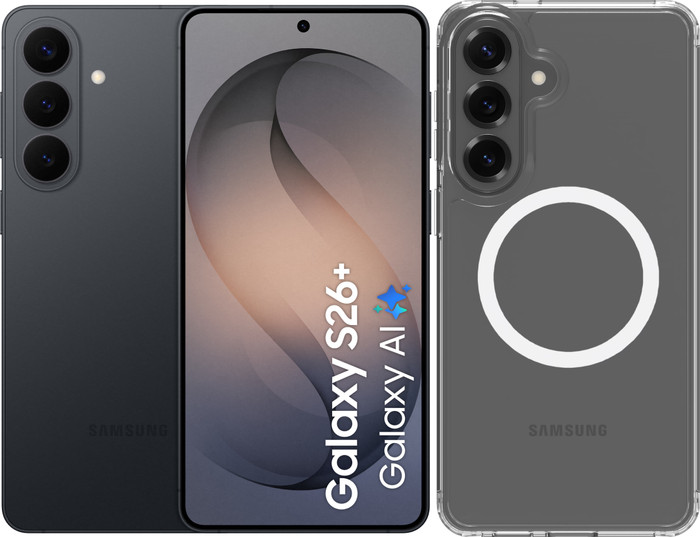 Samsung Galaxy S26 Plus 512GB Black 5G + BlueBuilt Back Cover with Magnet Transparent Main Image