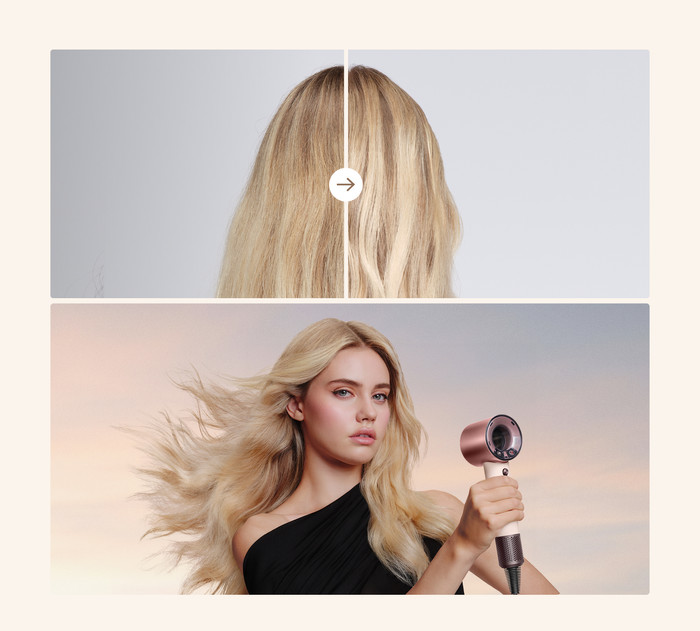 Dyson Supersonic Travel Ceramic Pink produkt in gebrauch