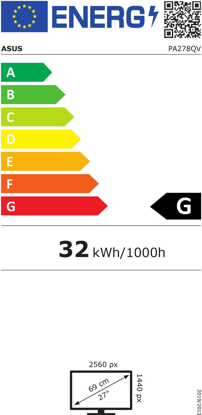 ASUS ProArt Display PA278QV energy label