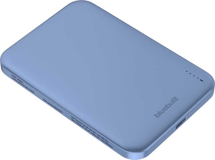 BlueBuilt Wireless Powerbank mit Qi2 und MagSafe 5.000 mAh mit Schnellladen 20 Watt Blau oberseite
