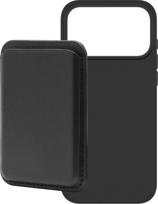 BlueBuilt MagSafe Hülle iPhone 18 Pro Max Schwarz + Kartenhalter Leder Schwarz Main Image