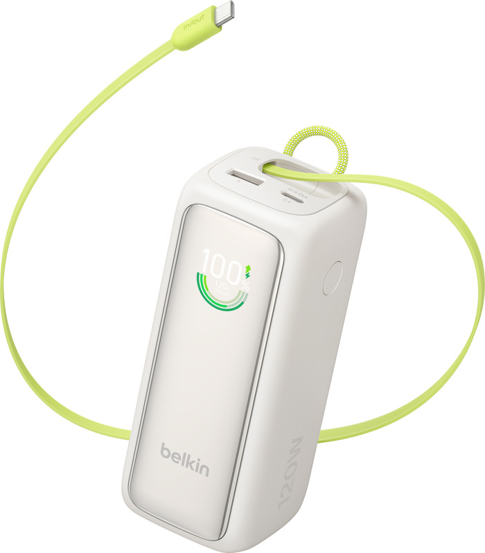 Belkin Powerbank 22.000 mAh mit Schnellladefunktion 120 Watt Beige oberseite