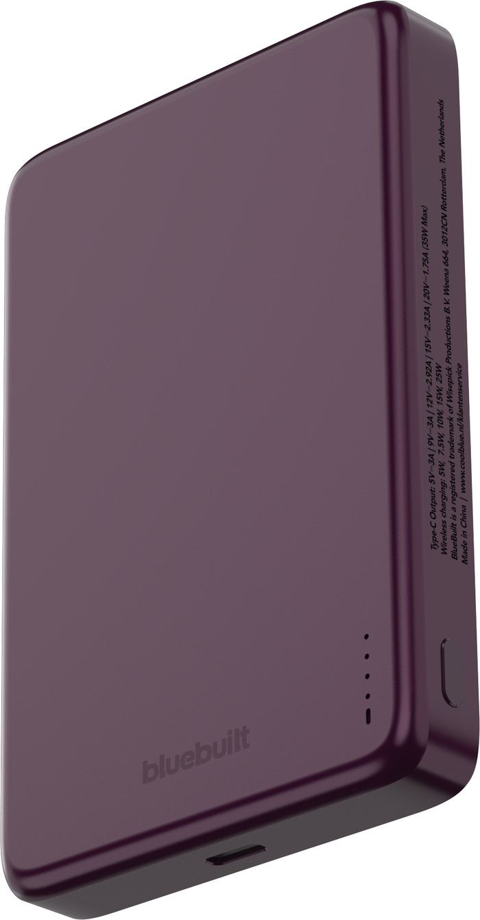 BlueBuilt Wireless Powerbank mit Qi2.2 und MagSafe 10.000 mAh mit Schnellladen 25 Watt Rot linke seite