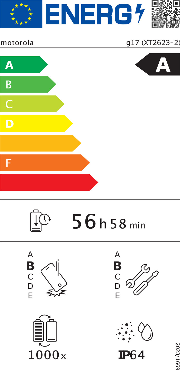 Motorola Moto G17 Dunkelblau 4G energielabel