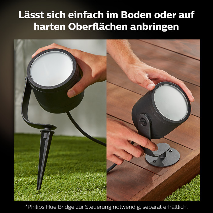 Philips Hue Lily XL Spießstrahler White & Color Erweiterung 3er-Pack produkt in gebrauch