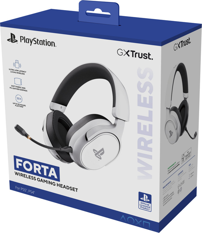 Trust GXT 499W Forta Wireless Gaming Headset PS4/PS5 White packaging
