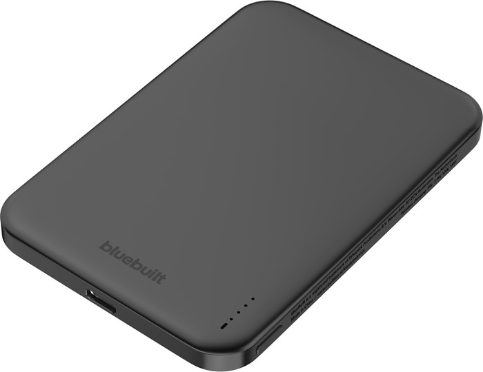 BlueBuilt Wireless Powerbank mit Qi2 und MagSafe 5.000 mAh mit Schnellladen 20 Watt Grau vorne