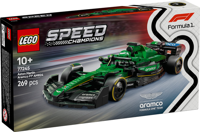 LEGO Speed Champions Aston Martin Aramco F1 AMR24 Race Car 77245 packaging